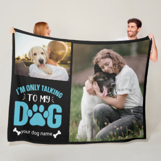 Personalized Love Paw Print Dog Lover 2 Photo Fleece Blanket