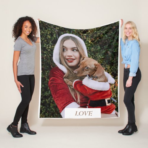 Personalized Love Paw Print Dog Lover Photo  Fleece Blanket
