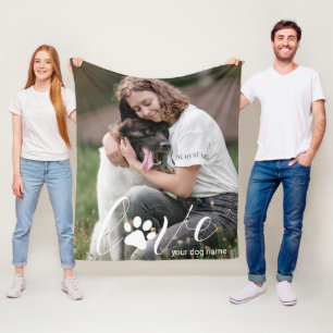 Personalized Love Paw, Print Dog Lover Photo Fleece Blanket