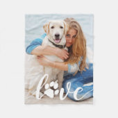 Personalized Love Paw Print Dog Lover Photo Fleece Blanket (Front)
