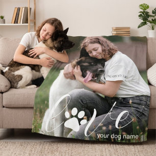 Personalized Love Paw, Print Dog Lover Photo Fleece Blanket