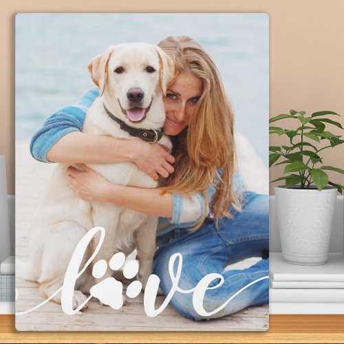 Personalized Love Paw Print Dog Lover Photo Plaque