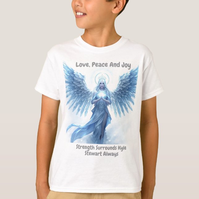 Personalized Love, Peace and Joy Winter Halo  T-Shirt (Front)