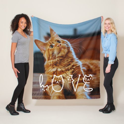Personalized Love Photo Cat Lover Fleece Blanket