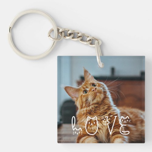 Personalized Love Photo Cat Lover Keychain