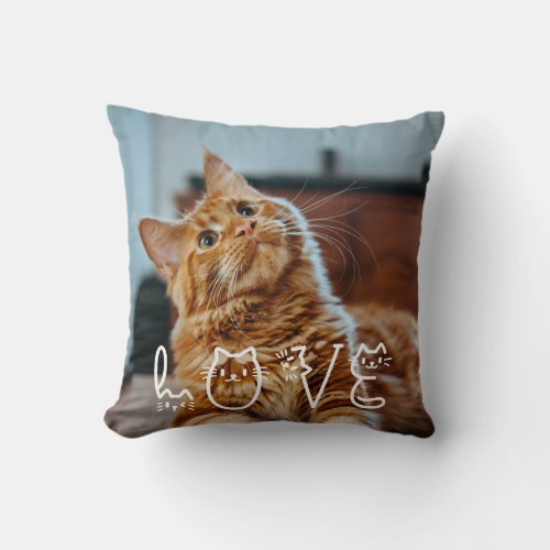 Personalized Love Photo Cat Lover Throw Pillow