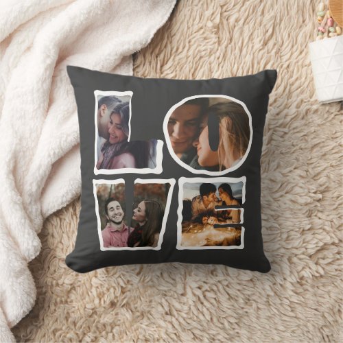 Personalized LOVE Photo Collage I Mine Shaft Shade Throw Pillow