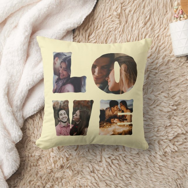 Personalized LOVE Photo Collage I Valentines Day  Throw Pillow (Blanket)