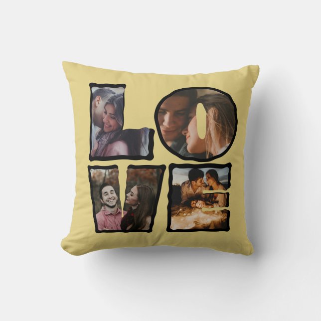 Personalized LOVE Photo Collage I  Valentine's Day Throw Pillow (Front)