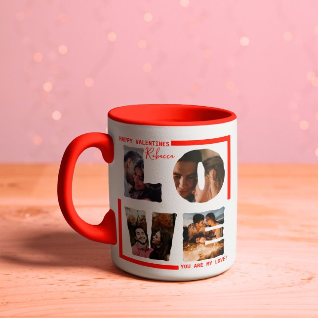 Personalized "LOVE" Photo Collage in Modern Style  Mug (Creator Uploaded)