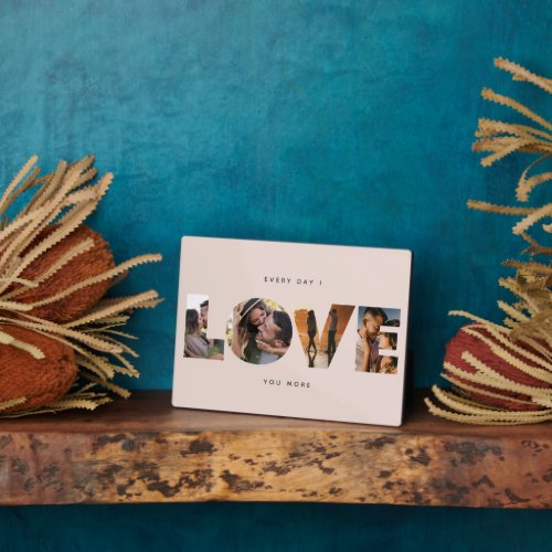 Personalized LOVE Photo collage Modern Minimalist Plaque