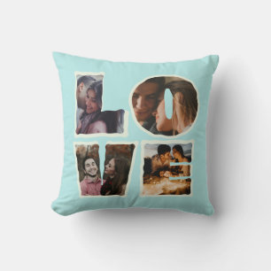 Personalized LOVE Photo Collage Valentines Day Throw Pillow