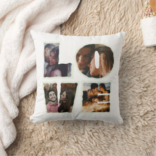 Personalized LOVE Photo Collage Valentines Day Throw Pillow