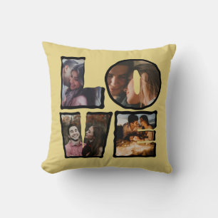 Personalized LOVE Photo Collage Valentines Day Throw Pillow