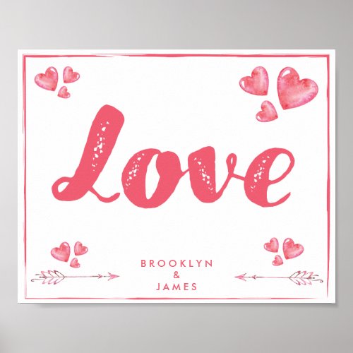 Personalized Love Poster With Hearts Matte 10x8