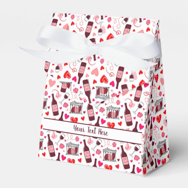 Personalized Love Potion Wine Seamless Pattern Favor Boxes (Front Side)
