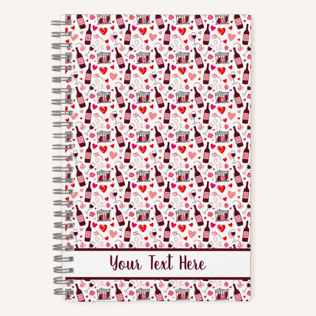Personalized Love Potion Wine Seamless Pattern Notebook (Front)