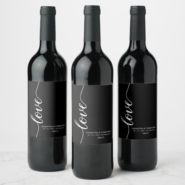 Personalized Love Script Chic Wedding Favor  Wine Label (Bottles)