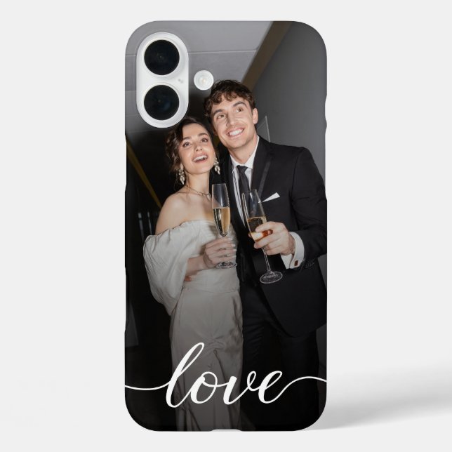 Personalized Love Script Couple Photo Case-Mate iPhone Case (Back)