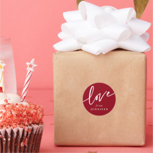 Personalized 'Love' Script Font Classic Round Stic Sticker