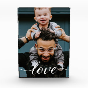 Personalized "Love" Script Photo Block for Dad