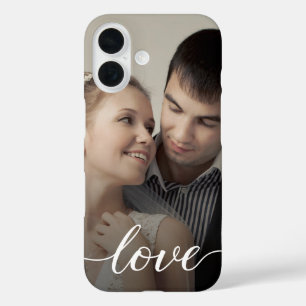 Personalized Love Script Wedding Photo iPhone 16 Case