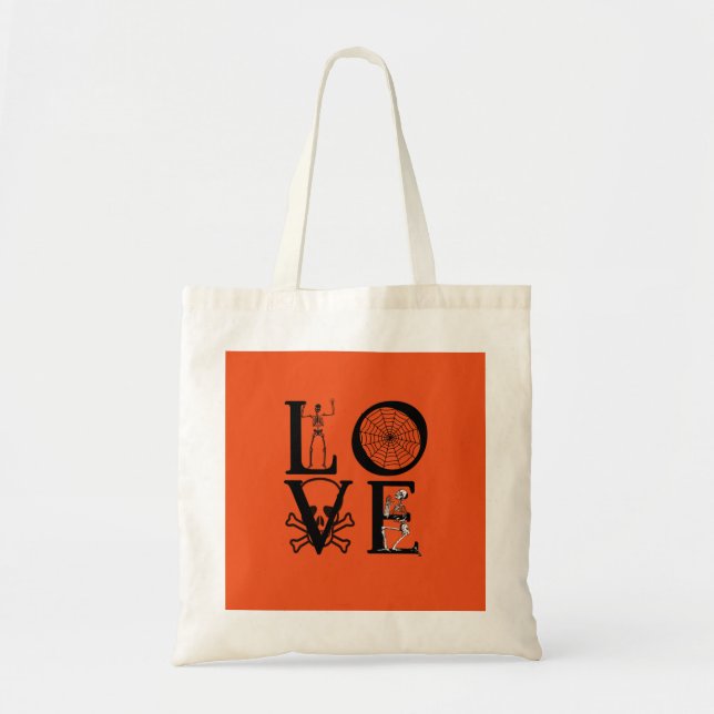 Personalized Love Skull Spider Halloween Tote Bag (Front)
