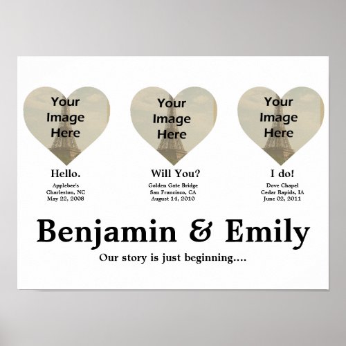 Personalized Love Story Map Hello Will you I Do Poster
