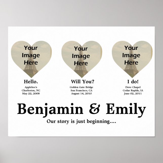 Personalized Love Story Map. Hello, Will you? I Do Poster (Front)