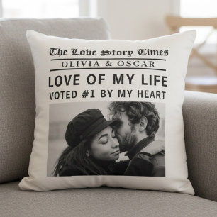 Personalized Love Story Photo Throw Pillow
