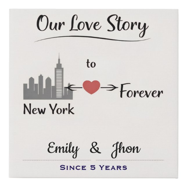 Personalized Love Story Print, New York Wall Art (Front)