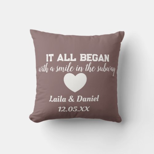 Personalized Love Story Subway Pillow  name date