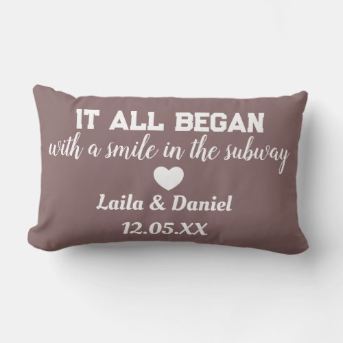 Personalized Love Story Subway Pillow  name date