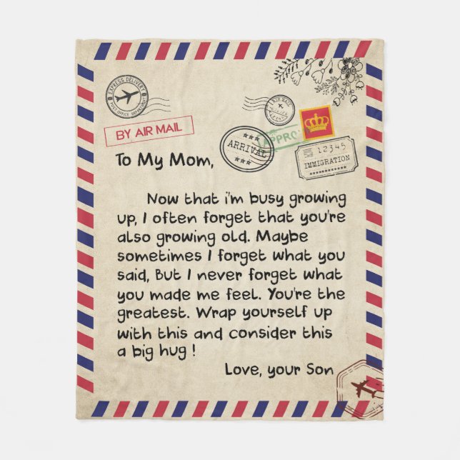 Personalized Love To My Mom Blanket, Mail Letter (Front)