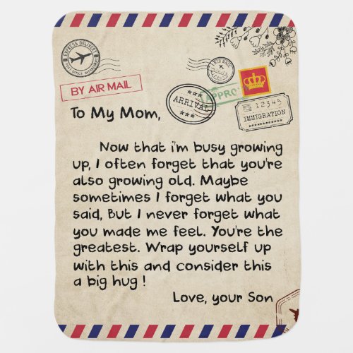 Personalized Love To My Mom Blanket Mail Letter Baby Blanket
