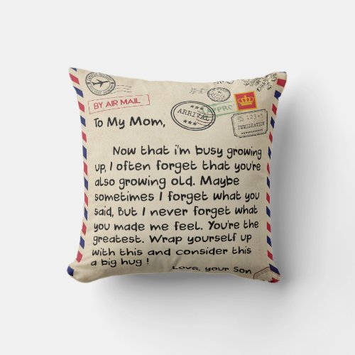 Personalized Love To My Mom Blanket Mail Letter Throw Pillow
