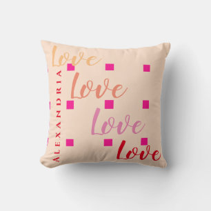 Personalized Love Typography Blush Pink Throw Pillow