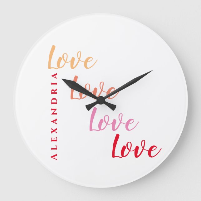 Personalized Love Typography Large Clock (Front)