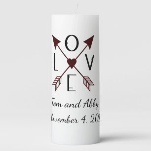Personalized Love with Arrows Wedding Candle