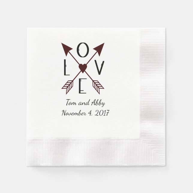 Personalized Love with Arrows Wedding Napkins (Front)