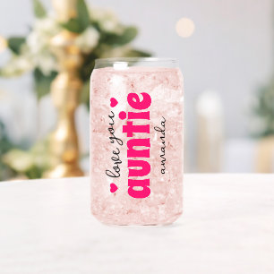 Personalized Love You Auntie Aunt Name Can Glass