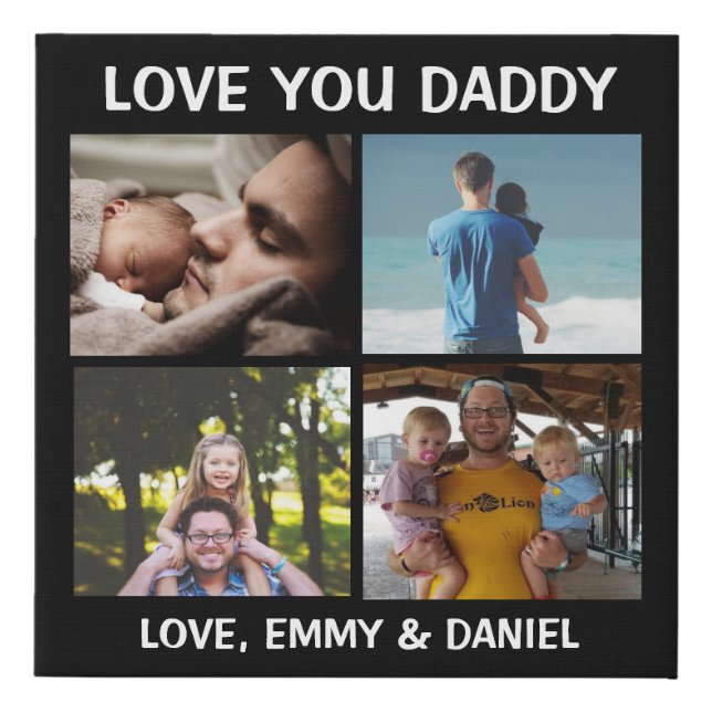 Personalized Love You Daddy Photo  Faux Canvas Print (Front)