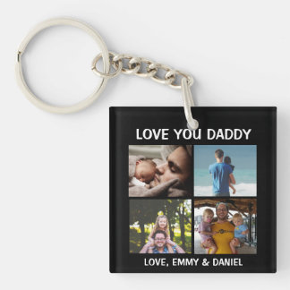 Personalized Love You Daddy Photo Keychain