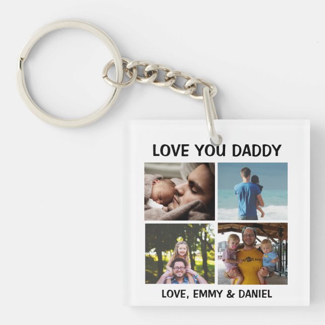 Personalized Love You Daddy Photo  Keychain (Front)