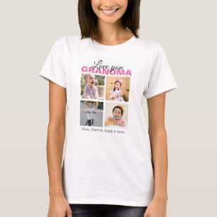 Personalized Love You Grandma 4 Photo Collage T-Shirt