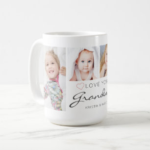 Personalized LOVE YOU GRANDMA 4 Photo Script Coffee Mug