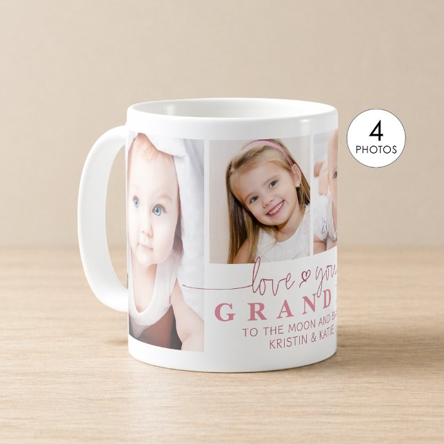 Personalized LOVE YOU GRANDMA 4 Photo Script Coffee Mug (Creator Uploaded)