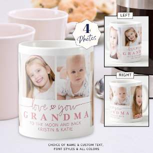 Personalized LOVE YOU GRANDMA 4 Photo Script Coffee Mug