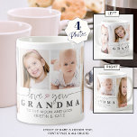Personalized LOVE YOU GRANDMA 4 Photo Script Gray Coffee Mug<br><div class="desc">Create a keepsake photo mug for a grandmother featuring 4 pictures and titled LOVE YOU GRANDMA (or your nickname for her) in a modern handwritten script typography accented with a heart and names and/or your custom message in your choice of text, graphics and background colors to coordinate with your photos...</div>