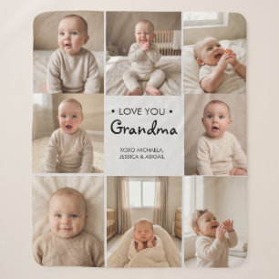 Personalized Love You Grandma 8-Photo Sherpa Blank Blanket